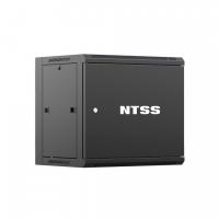 Шкаф настенный телекоммуникационный NTSS W 12U 600х450х635мм, 2 профиля 19, дверь сплошная металл, боковые стенки съемные, разобранный, черный RAL 9005
