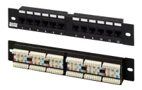 433641 Hyperline PP2-19-12-8P8C-C6-110D Патч-панель 19", 1U, 12 портов RJ-45, категория 6, Dual IDC