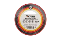 KR-09-2204 Изолента ПВХ KRANZ 19 мм х 25 м, красная, упаковка 5 роликов