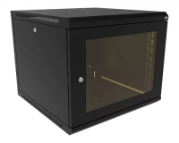 изображениеКТ-ШТНР-З-9U-600х600-СЧ | Шкаф телекоммуникационный настенный разборный, боковые стенки на замках, 19" 9U 600x600 дверь стекло черный