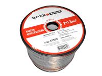 Кабель акустический 2*1.5мм2 (85*0.15мм) CCA, 100м, пластиковая катушка, прозрачный NETKO Optima