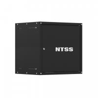 Шкаф настенный телекоммуникационный NTSS LIME 12U 550х600х635мм, 2 профиля 19, дверь сплошная металл, боковые стенки несъемные, разобранный, черный RAL 9005