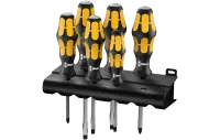 WE-018282	932/6 Набор отвёрток силовых с подставкой, 6 пр., PH 1x80/2x100, SL 0.6x3.5x80/0.8x4.5x90/1x5.5x100/1.2x7.0x125