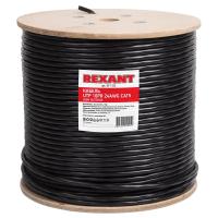 картинка кабель внешний медный витая пара u/utp, cat 5, pe, 16pr, 24awg, solid, черный, 305м, рф rexant