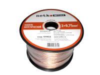 Кабель акустический 2*0.75мм2 (66*0.12мм) BC, 100м, пластиковая катушка, прозрачный NETKO Optima