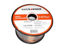 Кабель акустический 2*0.75мм2 (42*0.15мм) CCA, 100м, пластиковая катушка, прозрачный NETKO Optima