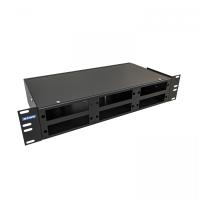Кросс NTSS оптический 19'' частично укомплектованный 2U, 32/48 портов LC duplex (планки 2LC-6шт, планка-заглушка-2шт, сплайс-кассета-3шт) черный RAL 9005