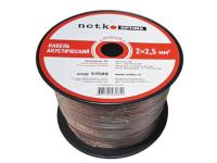 Кабель акустический 2*2.5мм2 (7*31*0.12мм) BC, 100м, пластиковая катушка, прозрачный NETKO Optima