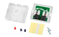 30813 Hyperline SB2-2-8P8C-C6-SH-WH Розетка компьютерная RJ-45(8P8C), категория 6, экранированная, двойная, внешняя, Dual IDC