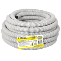 Гофротруба ПВХ тяжелая с протяжкой 40мм, бухта 25м, серая