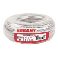 картинка кабель витая пара u/utp, cat 5e, pvc, 4pr, 24awg, indoor, solid, серый, 25м, rexant