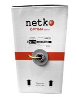 картинка кабель utp4 cat.5е, одножильный, 305м, cu, нг(а)-hf lszh - малодымный, не содержащий галогенов, проходит fluke тест, оранжевый, netko optima silver