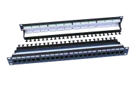 246107 Hyperline PP3-19-24-8P8C-C6-110D Патч-панель 19", 1U, 24 порта RJ-45, категория 6, Dual IDC, ROHS, цвет черный (задний кабельный организатор в