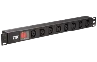 PH12-8C133 ITK PDU 8 розеток C13, с LED выкл, 1U, вх. C14, без шнура