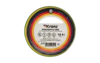KR-09-2007 Изолента ПВХ KRANZ 0.13х15 мм, 10 м, желто-зеленая упаковка 10 роликов