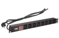 PH12-8C131 ITK PDU 8 розеток C13 с LED выкл,1U, шнур 2м вилка нем.ст