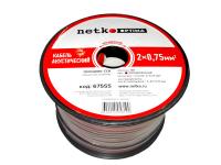 Кабель акустический 2*0.75мм2 (42*0.15мм) CCA, 100м, пластиковая катушка, черный/красный NETKO Optima