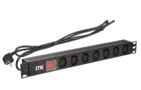 PH12-7C131 ITK PDU 7 розеток C13 с LED выкл,1U, шнур 2м вилка нем.ст