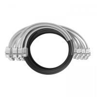 Кабельная сборка NTSS PREMIUM 24pc, S/FTP CAT6A, оконцована разъемами KEYSTONE RJ45 FTP CAT6A, заделка в чулке, вывод 0.6м, длина 15м, LSZH, серый