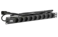 PH22-9D2-P ITK PDU 9 розеток нем. ст, 1U, шнур 2м вилка С14 ПВХ чер