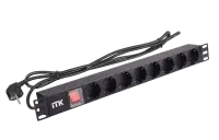 PH12-8D1 ITK PDU 8 розеток нем. ст, с LED выкл,1U, шнур 2м вилка нем. ст
