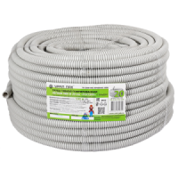 Гофротруба ПВХ легкая с протяжкой "Россия" 20мм, бухта 100м, серая