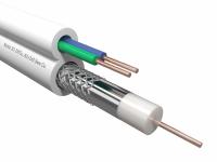 Кабель коаксиальный Netko 3C-2V, 75 Ом (CU, оплетка 32 нити AL) + кабель питания 2x0.5мм (CU, одножильный), белый (100м)