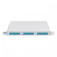 Разветвитель NTSS PREMIUM сплавной 32*1х2 (90/10) оконцованный LC/UPC 9/125, буфер 0.9мм 1310/1550 установлен в 19" 1U кросс