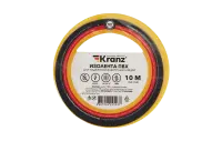 KR-09-2002 Изолента ПВХ KRANZ 0.13х15 мм, 10 м, желтая упаковка 10 роликов
