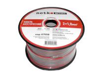 Кабель акустический 2*1.0мм2 (56*0.15мм) CCA, 100м, пластиковая катушка, черный/красный NETKO Optima