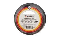 KR-09-2206 Изолента ПВХ KRANZ 19 мм х 25 м, черная, упаковка 5 роликов