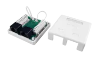 430234 Hyperline SB1-2-8P8C-C5e-WH Розетка компьютерная RJ-45(8P8C), категория 5e, двойная, внешняя, Dual IDC