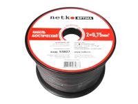 Кабель акустический 2*0.75мм2 (66*0.12мм) BC, 100м, пластиковая катушка, черный/красный NETKO Optima