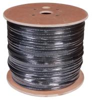 картинка кабель внешний медный витая пара f/utp, cat 5e, pe, 4pr, 24awg, solid, черный, с тросом, 305м, rexant