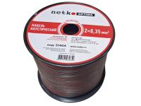 Кабель акустический 2*0.35мм2 (31*0.12мм) BC, 100м, пластиковая катушка, черный/красный NETKO Optima