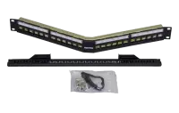 426175 Hyperline PPBL4A-19-24-SH-RM Модульная патч-панель 19", 24 порта, угловая, 1U, для экранированных и неэкранированных модулей Keystone Jack, с з