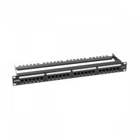 Патч-панель NTSS PREMIUM 1U 24 порта RJ45 UTP cat.6A, AL, DUAL IDC, с органайзером