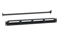 WRline WR-PL-24-C5E-D Патч-панель 19" (1U), 24 порта RJ-45, категория 5e, Dual IDC, с задним кабельным организатором, цвет черный