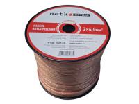 Кабель акустический 2*4.0мм2 (7*51*0.12мм) BC, 100м, пластиковая катушка, прозрачный NETKO Optima