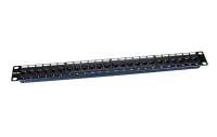 246095 Hyperline PP3-19-24-8P8C-C5E-110D Патч-панель 19", 1U, 24 порта RJ-45, категория 5e, Dual IDC, ROHS, цвет черный