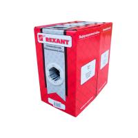 картинка кабель внешний медный витая пара f/utp, cat 5e, pe, 4pr, 24awg, solid, черный, 305м (коробка) rexant