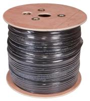 картинка кабель внешний медный витая пара u/utp, cat 5e, pe, 4pr, 24awg, solid, черный, с тросом, 305м, rexant