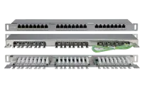 244077 Hyperline PPHD-19-24-8P8C-C5E-SH-110D Патч-панель высокой плотности 19", 0.5U, 24 порта RJ-45, категория 5E, Dual IDC, экранированная