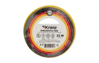 KR-09-2202 Изолента ПВХ KRANZ 19 мм х 25 м, желтая, упаковка 5 роликов