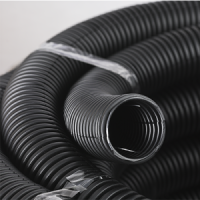 Гофротруба ПНД тяжелая с протяжкой 40мм, бухта 50м, черная
