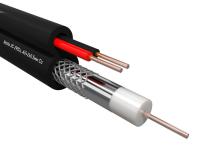 Кабель коаксиальный Netko 3C-2V, 75 Ом (CU, оплетка 32 нити AL) + кабель питания 2x0.5мм (CU, одножильный), наружный, черный (100м)