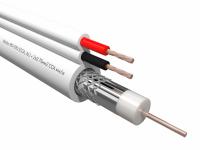 Кабель коаксиальный Netko RG-59U, 75 Ом (CCA, оплетка 32 нити AL) + кабель питания 2x0.75мм2 (CCA, многожильный), белый (100м)