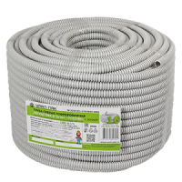 Гофротруба ПВХ легкая с протяжкой "Россия" 16мм, бухта 100м, серая