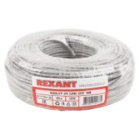 картинка кабель витая пара u/utp, cat 5e, pvc, 4pr, 24awg, indoor, solid, серый, 100м, rexant