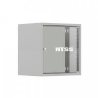 изображениеШкаф настенный телекоммуникационный NTSS LIME 18U 550х450х900мм, 2 профиля 19, дверь стеклянная, боковые стенки несъемные, разобранный, серый RAL 7035